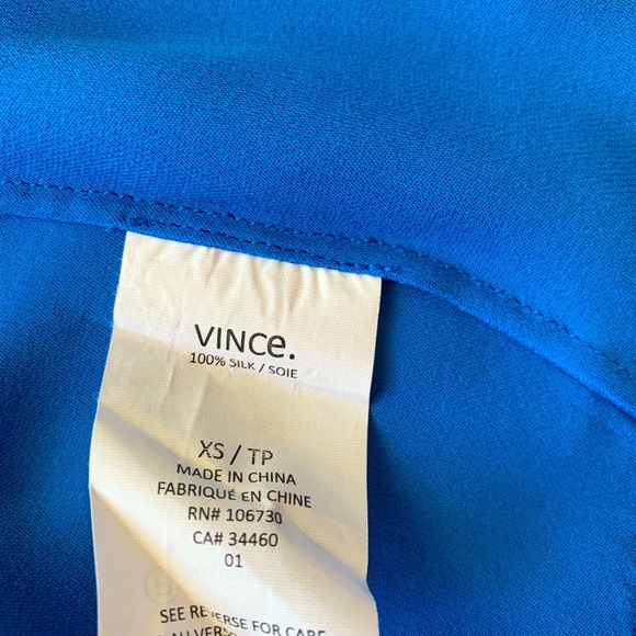 Vince Danube cargo silk blue cap sleeve button down shirt size XS mint condition - Picture 8 of 8